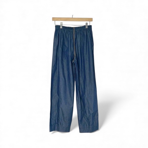 PAUL SISTI Women's Blue Chambray Wide Leg Cropped Pants Size M - Picture 1 of 4